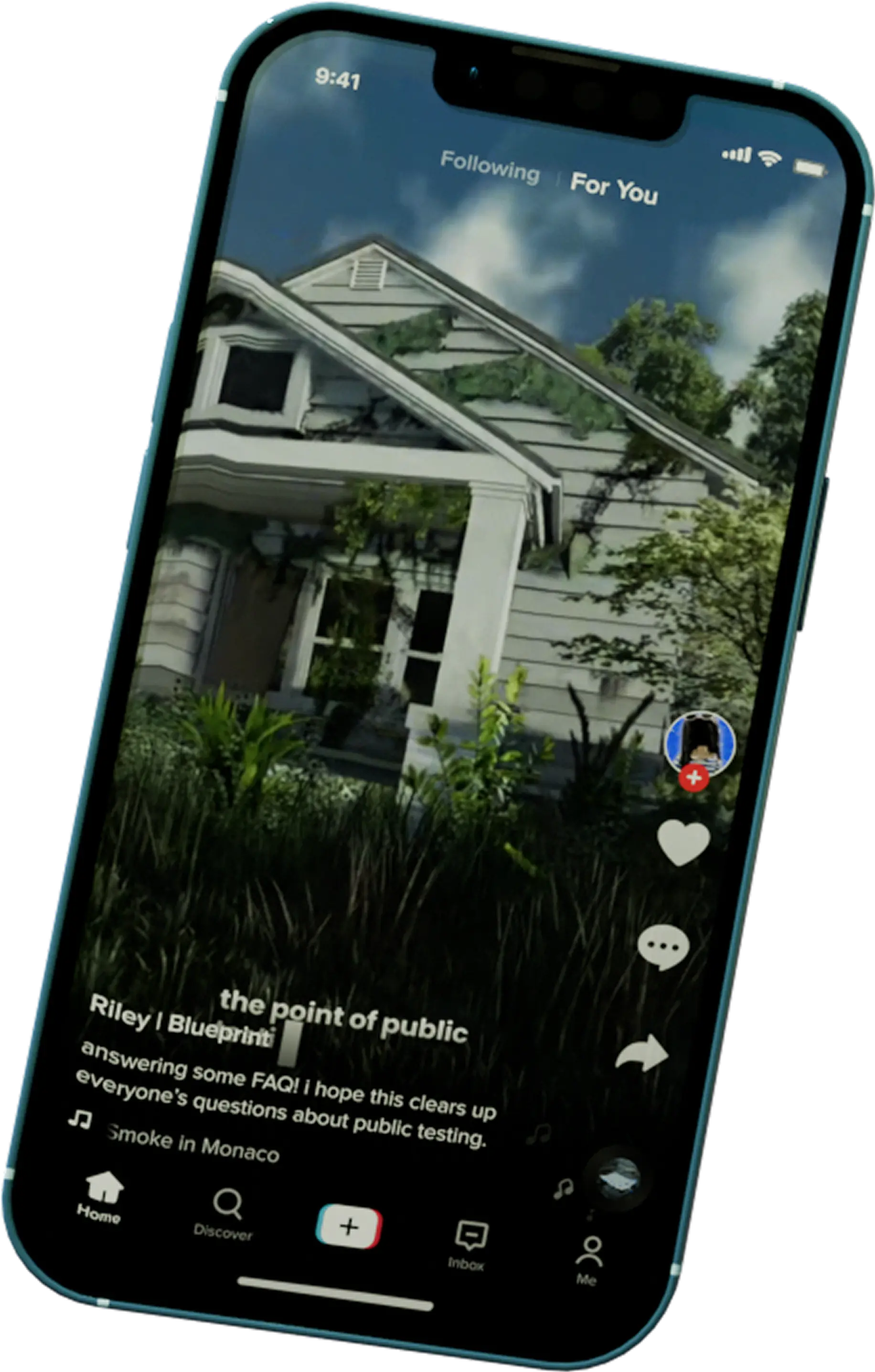 Blueprint TikTok displayed on a phone render.